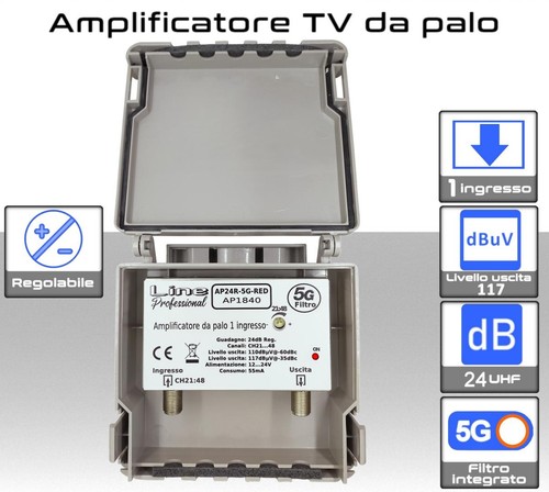 Amplificatore palo 24db - tv, da
